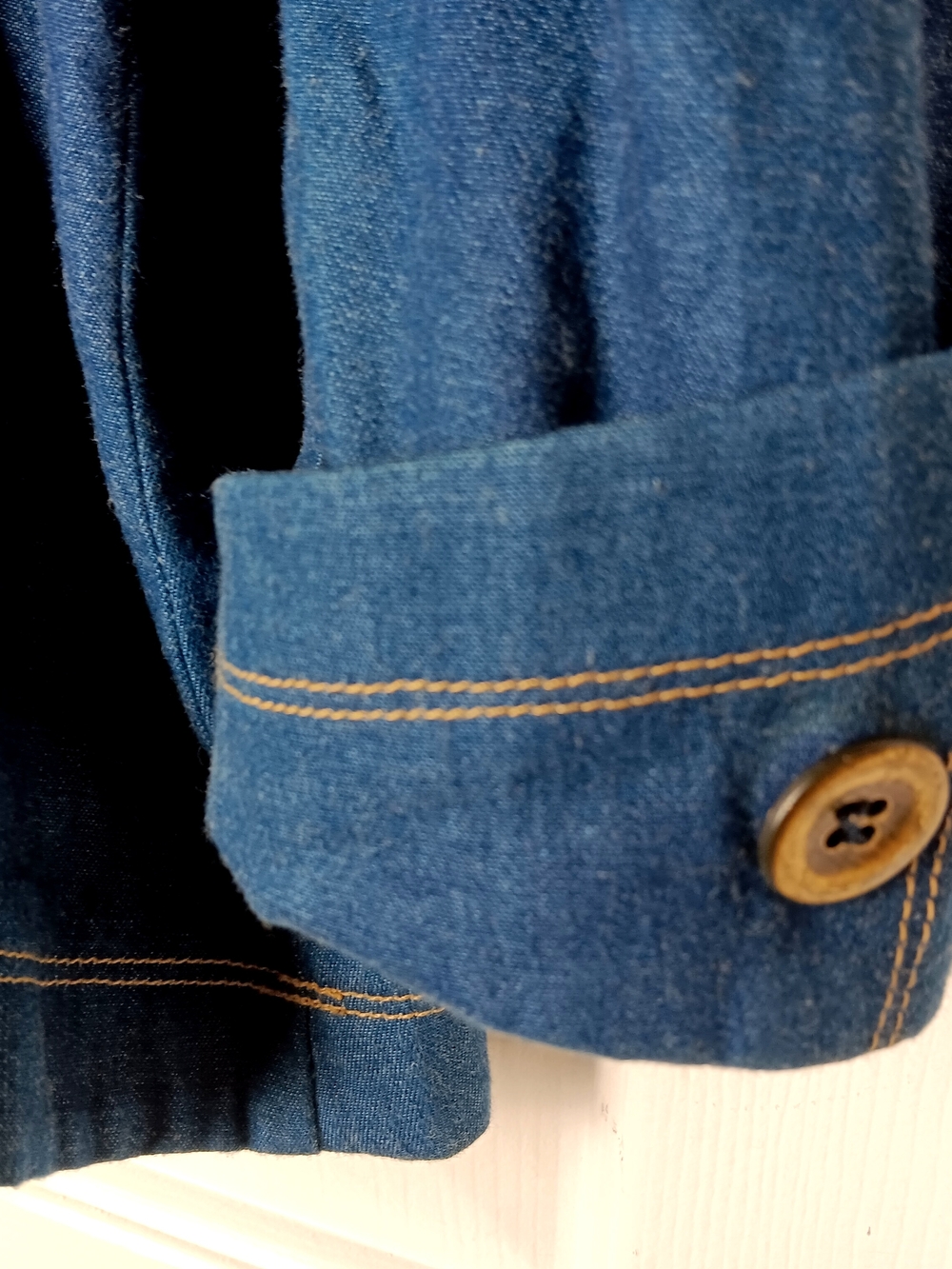 Vintage Megan Moore Size 6 One Button Women’s Denim Blazer Jacket Blue 80s - Picture 7 of 12